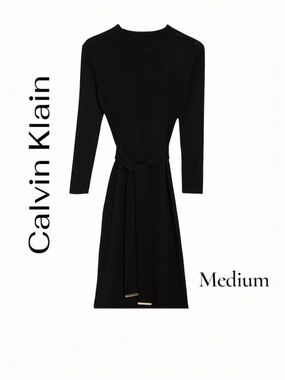 Calvin Klein Long Sleeve Black Dress Size Medium B-34